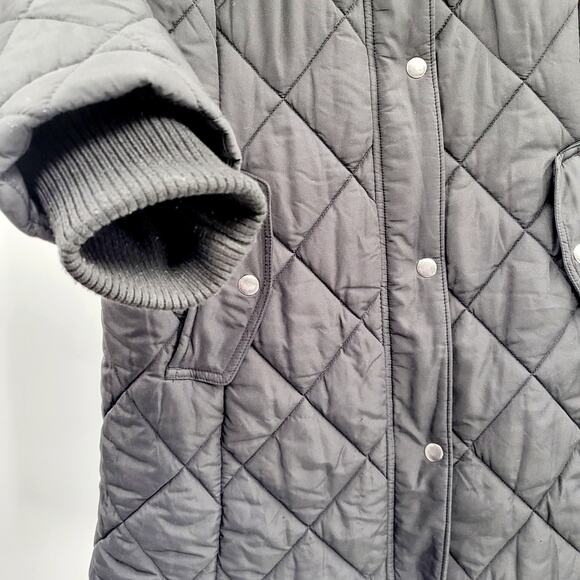 Banana Republic Factory Black Quilted Lined Long Winter Coat Women's Size XS - Picture 4 of 7